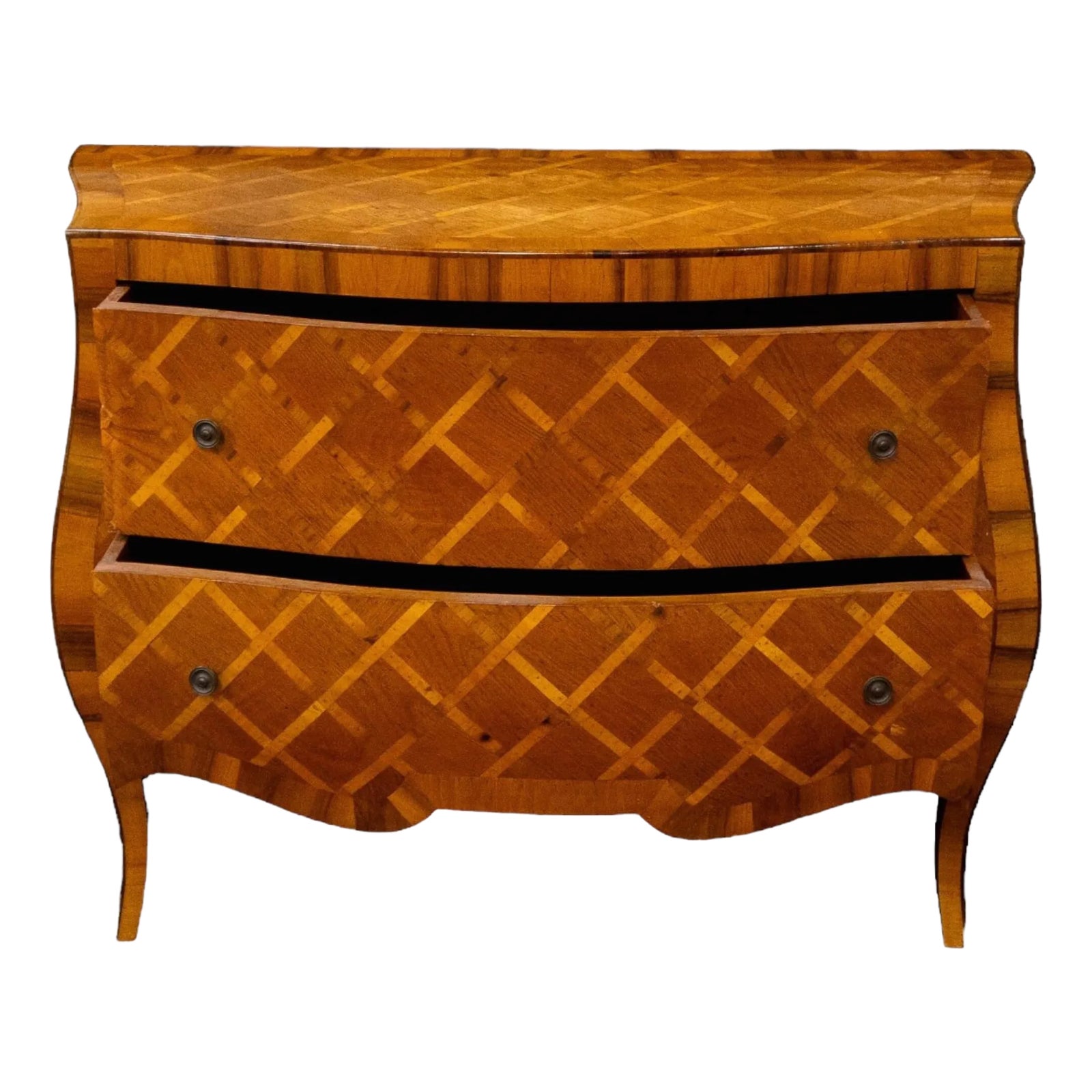 19th Century Antique Wood Italian Weave Pattern Commode | Chairish