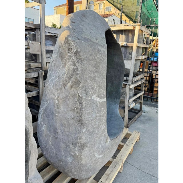 Contemporary Vintage Giant Stone Boulder Hole Bench For Sale - Image 3 of 6