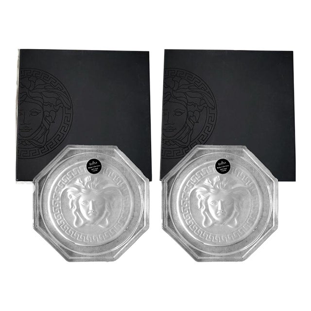Versace Rosenthal Lumiere Medusa Coasters - A Pair New in Box For Sale
