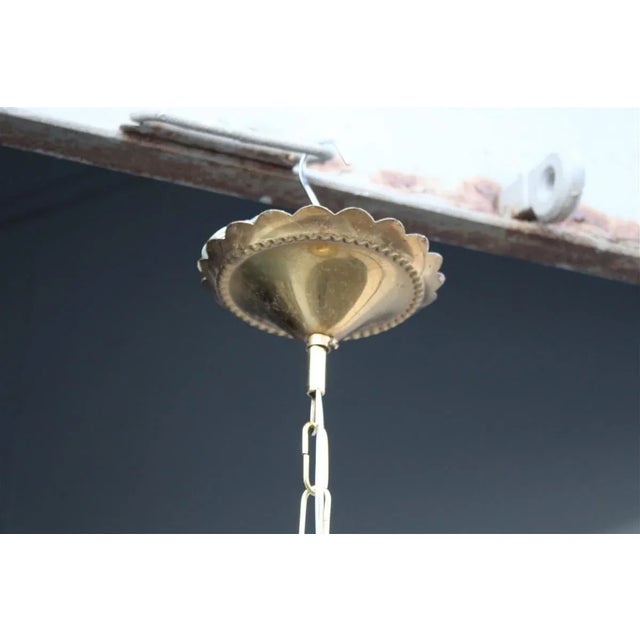 Italian Murano Brass Chandelier from Venini, 1950s For Sale - Image 12 of 16