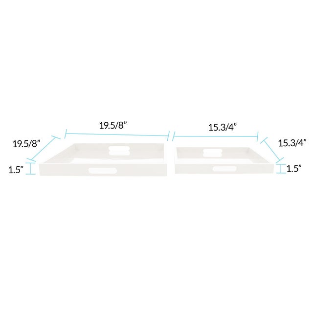 Wood Saint Tropez Square Tray Set of 2 - Chalk For Sale - Image 7 of 10