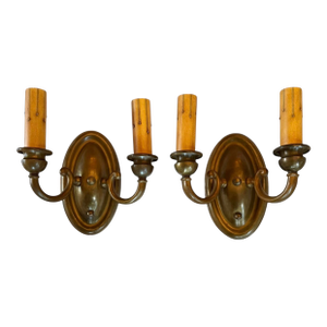 Pair of Brass Double Wall Sconces Circa 1920’s