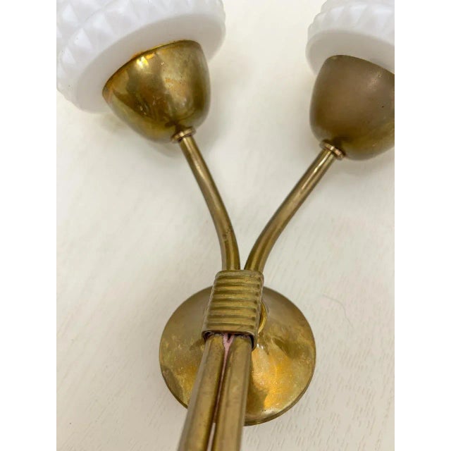 Metal French Brass and Glass Wall Sconces, 1970s, Set of 2 For Sale - Image 7 of 11