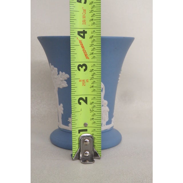 Blue Wedgwood Blue Jasperware Grecian Women and Cherubs Trumpet Vase Posy Pot 4379b For Sale - Image 8 of 12