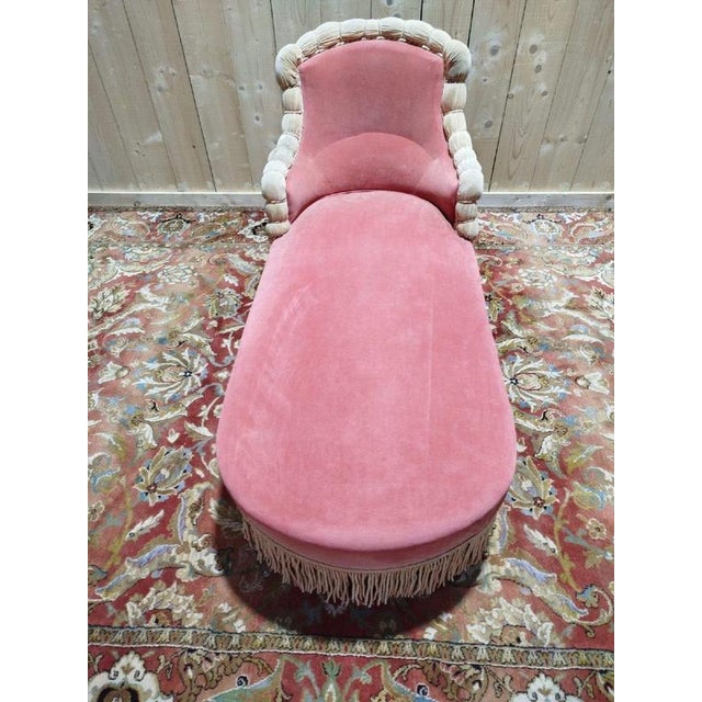 Gold Napoleon III Pink Velvet Chaise Longue For Sale - Image 8 of 10