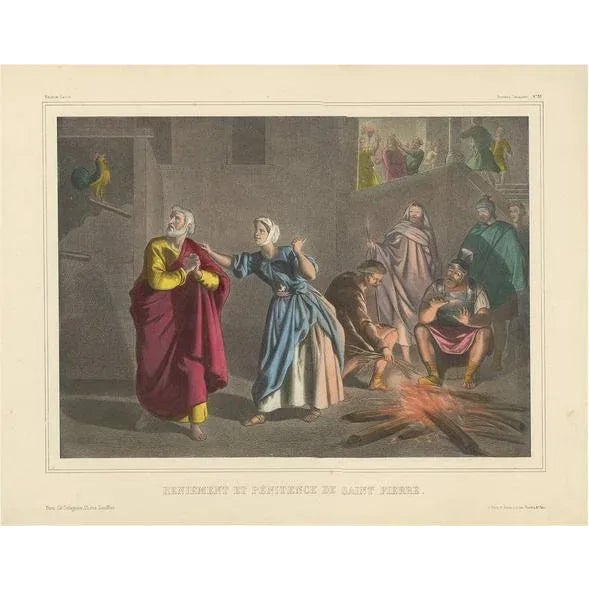 Becquet Frères, No. 30: The Denial of Peter, 1840, Print For Sale - Image 10 of 10