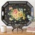 Mid 20th Century Hand Painted Black Floral Tray Vanity Serving Toleware Coffee Table Entryway Decor For Sale - Image 4 of 7