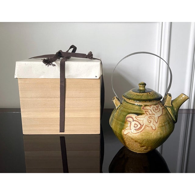 Modern Modern Japanese Studio Pottery Oribe Tea Pot by Ken Matsuzaki For Sale - Image 3 of 17