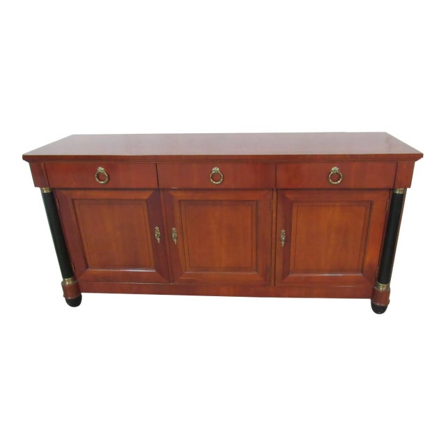 1980s Baker Furniture French Empire Cherry Wood and Parcel Ebonized Sideboard For Sale