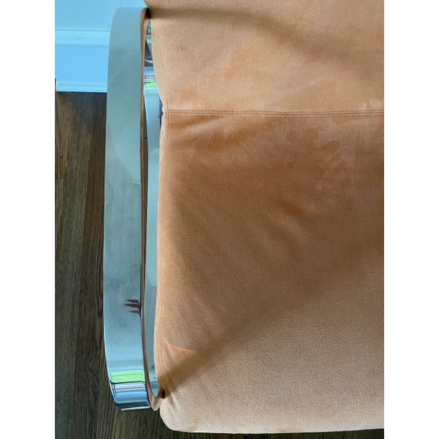 Metal Pair of Mid Century Modern Milo Baughman Style Chrome & Ultrasuede Club Chairs For Sale - Image 7 of 13