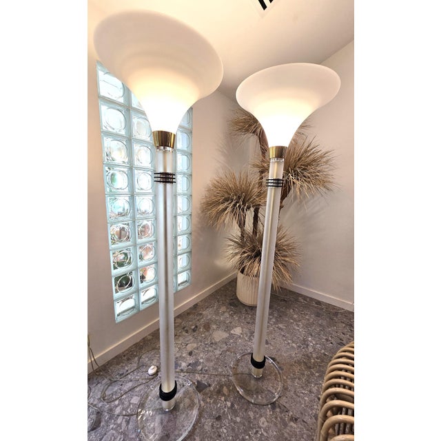 Mid-Century Modern Mid Century Lucite Bauer Torchiere Floor Lamp For Sale - Image 3 of 12