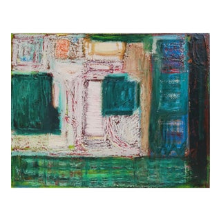 Mixed Media Abstract Expressionist Landscape - Oil and Oil Pastel on Canvas by Alexandra Swistak For Sale