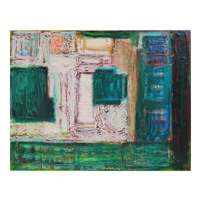 Mixed Media Abstract Expressionist Landscape - Oil and Oil Pastel on Canvas by Alexandra Swistak For Sale