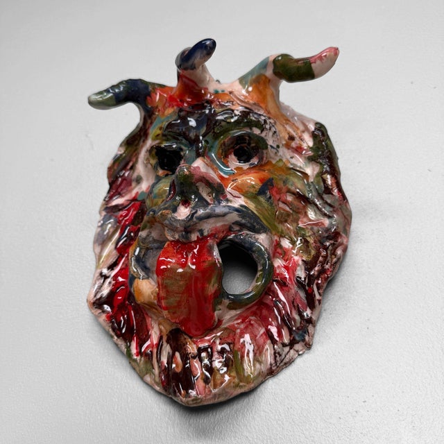 An expressive ceramic mask from Seminara, the well-known ceramic village in Calabria, made by Gennaro Condurso, a member...