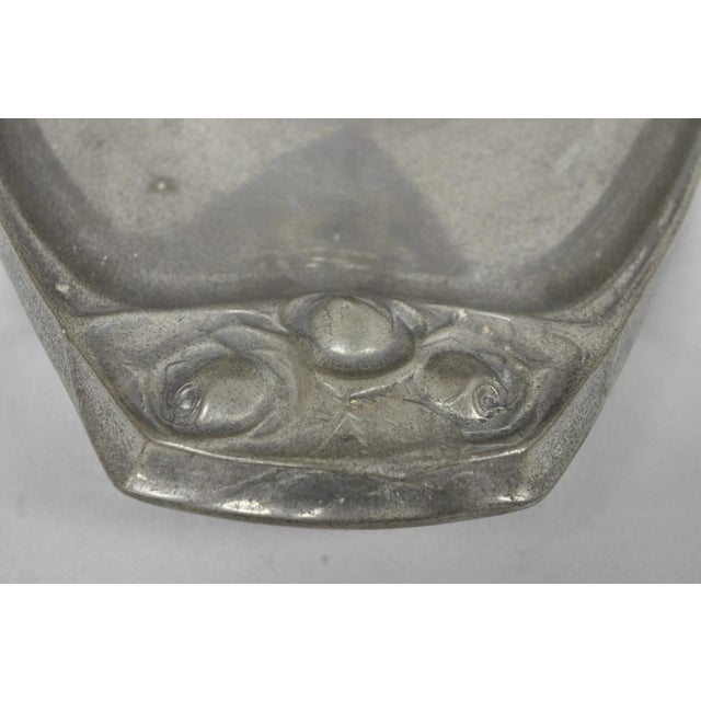 Antique Kayserzinn 4640 German Art Nouveau Pewter Metal Serving Platter W Birds For Sale - Image 11 of 18