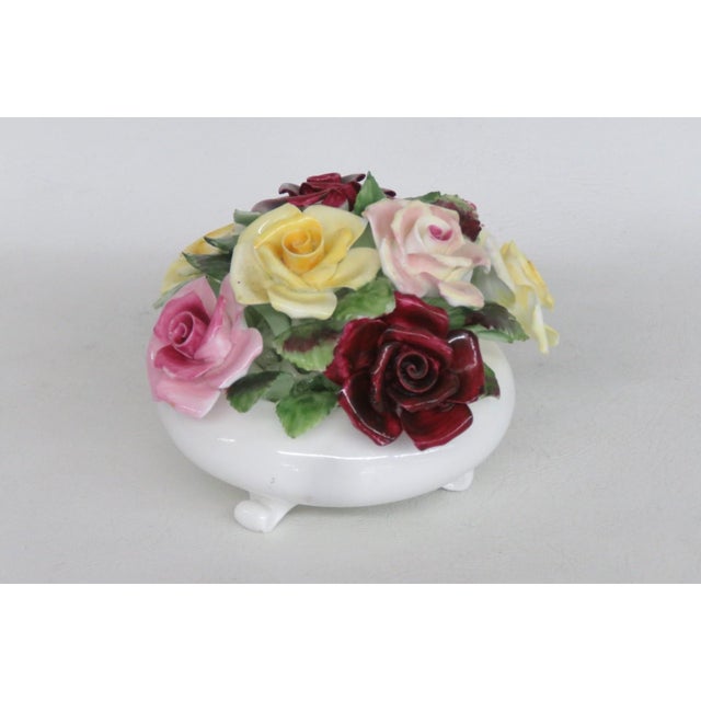 Ceramic Royal Adderley Bone China Floral Basket of Roses Figurine Made in England 5054b For Sale - Image 7 of 18