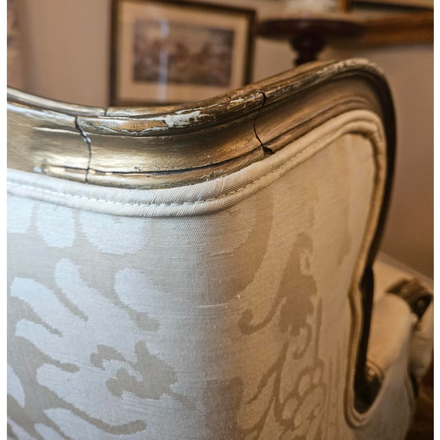 Late 19th Century Pair of French-Style Louis XV Bergere Chairs and an Ottoman For Sale - Image 13 of 18