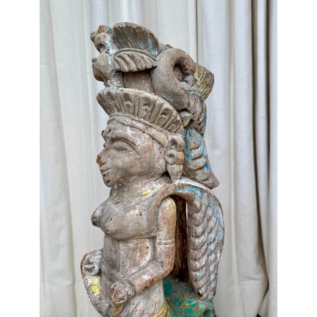 Wood Late 19th C. Mounted Hindu Deity Statue For Sale - Image 7 of 11
