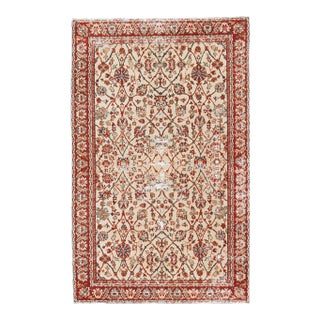 Vintage Turkish Oushak Handmade Wool Cotton Red Area Rug For Sale