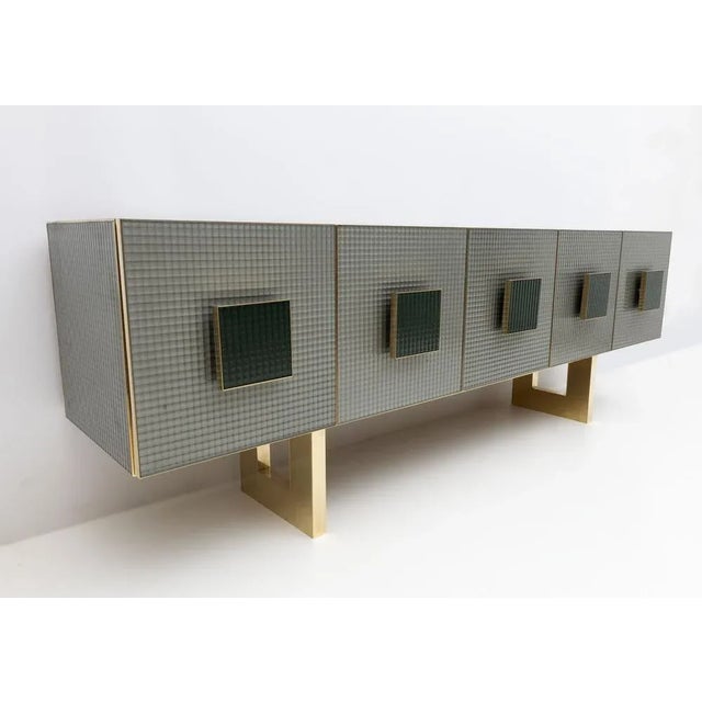 1980s Vintage Italian Bar Sideboard in Glass and Brass, 1980s For Sale - Image 5 of 9