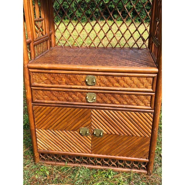 Vintage Rattan Chinoiserie Pagoda Etagere For Sale - Image 9 of 11