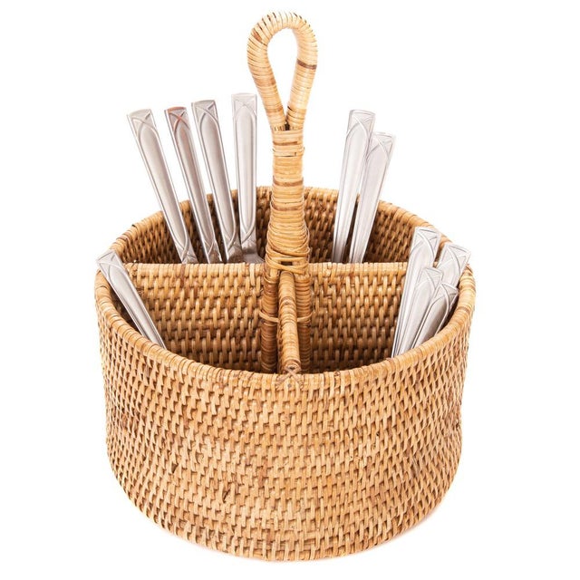 The tight weave of our rattan cutlery holder / caddy will allow you to take it anywhere and store not only your silverware...