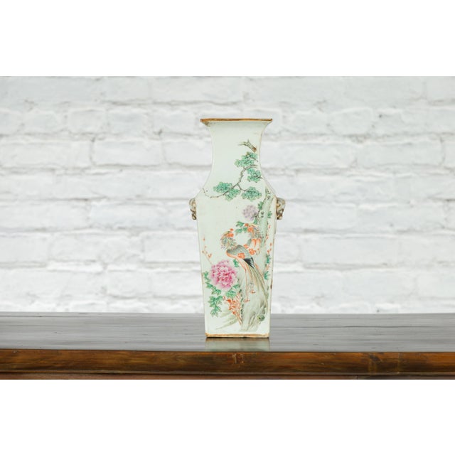 19th Century Chinese Qing Hand-Painted Flower & Bird Altar Vase For Sale - Image 12 of 13