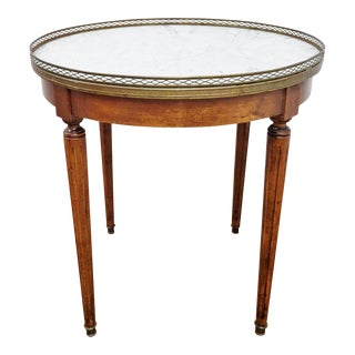 Early 20th Century Antique French Louis XVI Directoire Style Marble Top Round Bouillotte Table For Sale