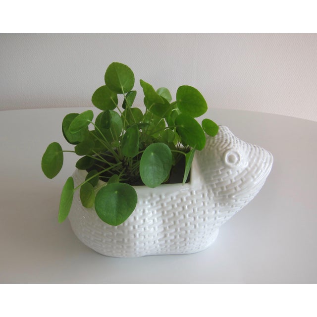 Large white Italian porcelain planter from the late 1960's representing a frog. Unique and stylish, invites to good mood!...