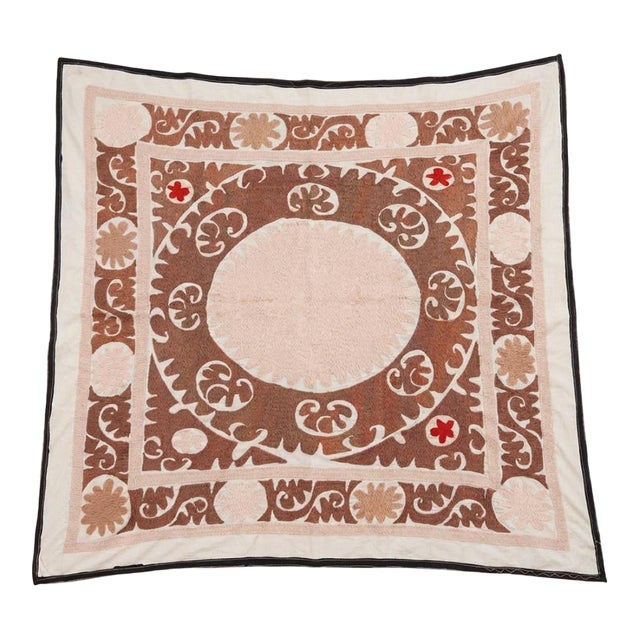 Neutral Tan Suzani Wall Hanging Decor For Sale