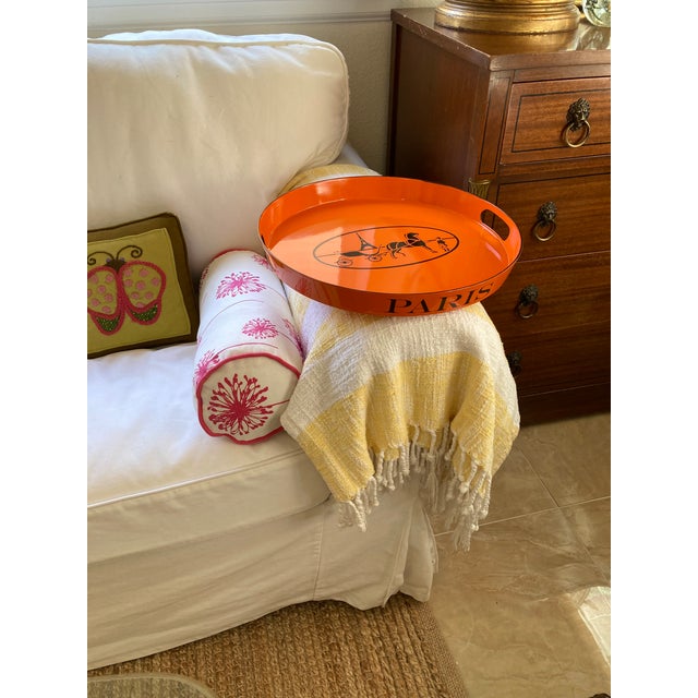 Orange Lacquered Hermes Inspired Bar Tray For Sale - Image 16 of 18