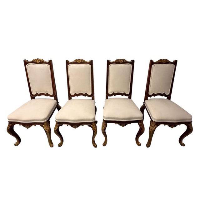 Beige 18th Century Louis XV Chairs in Carved and Gilded Wood, France, Set of 4 For Sale - Image 8 of 8