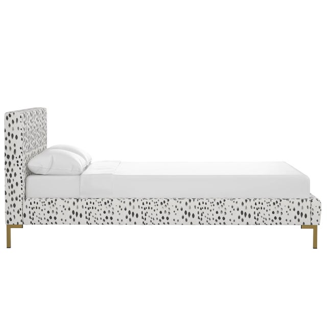 Transitional Norah Platform Bed in Ink Linen Leopard, King For Sale - Image 3 of 6