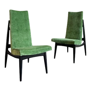1960s Pair of Mid-Century Modern High Back Accent Chairs