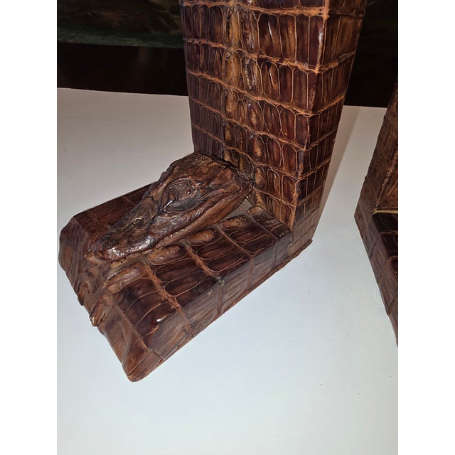 Vintage Mid Century Alligator Style Designer Bookends For Sale - Image 10 of 11