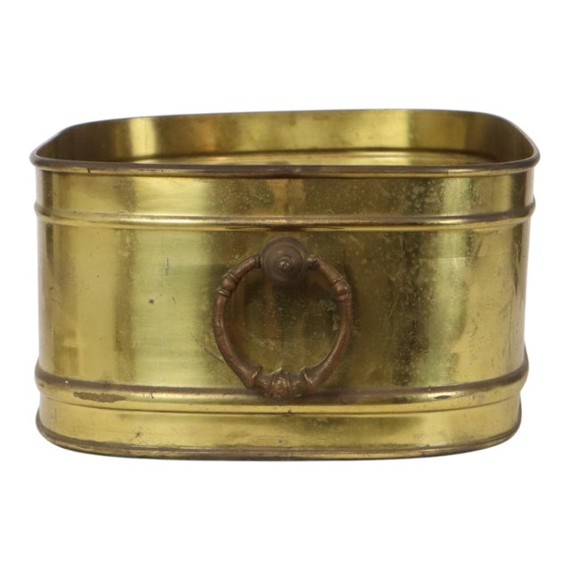 Large Vintage Oval Brass Planter For Sale - Image 9 of 16