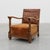 Art Deco Oak Lounge Chair with Woven Leather Back and Ochre Velvet, Belgium, 1920s For Sale - Image 15 of 15