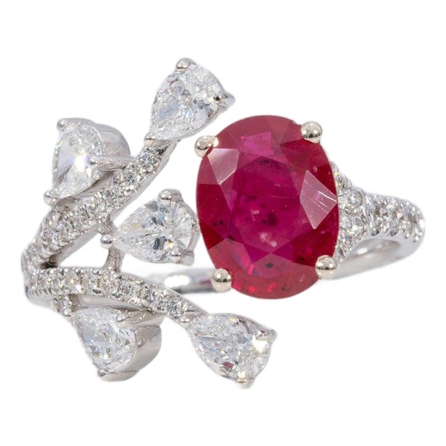 Gia Certified Mozambique Ruby Ring With Lab Grown Diamonds: Solid 14k Gold, Size 6.75 For Sale