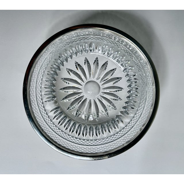 Mid 20th Century Stamped German Silver Plate Rimmed Clear Lead Crystal Serving Bowl For Sale - Image 14 of 18