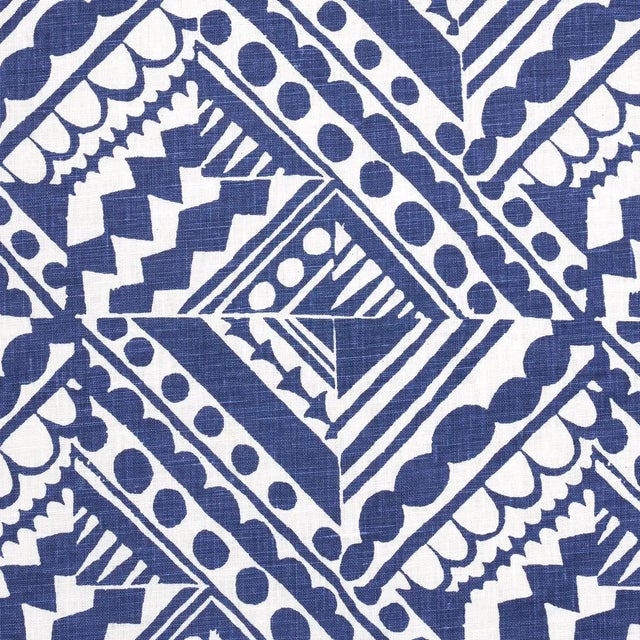 Abstract SAMPLE - Schumacher X Drusus Tabor Topsy Turvy Fabric In Navy For Sale - Image 3 of 4