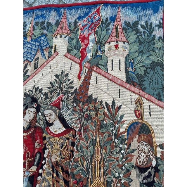 Vintage French Jacquard King Arthur Legend Tapestry by Aubusson, 1990s For Sale - Image 13 of 18