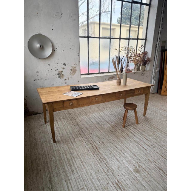Pine and Oak Farmhouse Table with Drawers, 1950s For Sale - Image 11 of 18