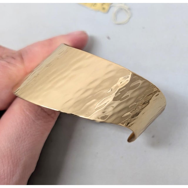 Vintage C1976 Signed Napier Goldtone Wavy Cuff Bracelet For Sale - Image 15 of 16