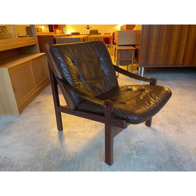 1960s Leather Hunter Chair by Torbjorn Afdal for Bruksbo, 1960s For Sale - Image 5 of 11