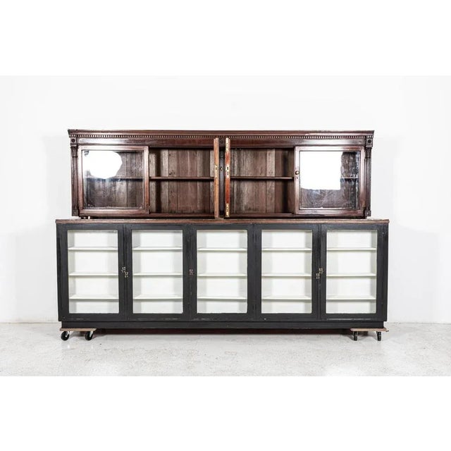 Large English Glazed Apothecary Wall Cabinet in Mahogany, 1870 For Sale - Image 4 of 14