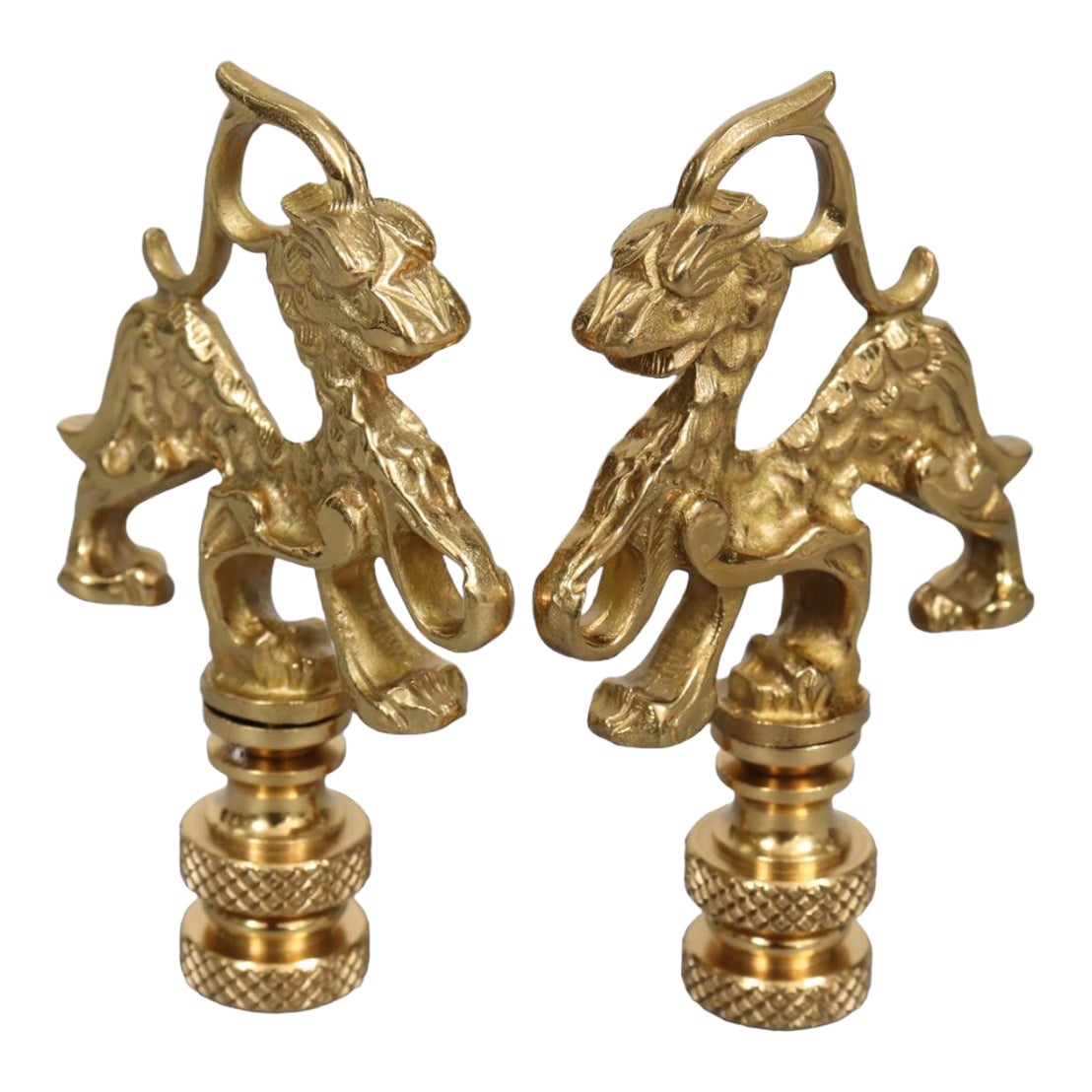 Qilin Goldtone Lamp Finials a Pair Chairish
