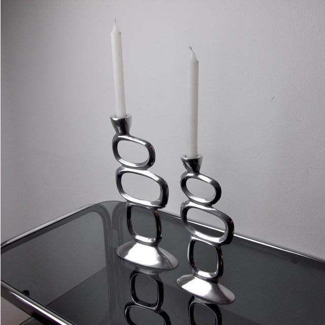 1980s Circle Candlesticks attributed to Matthew Hilton, England, 1980, Set of 2 For Sale - Image 5 of 9