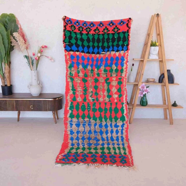 1990’s Moroccan Tribal Colorful Boujaad Rug - 7.9 X 3.25 Ft For Sale In Cleveland - Image 6 of 10