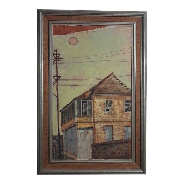 Elpedio Robinson “Forgotten Walls” Architectural Landscape Acrylic on Canvas Painting, Signed For Sale