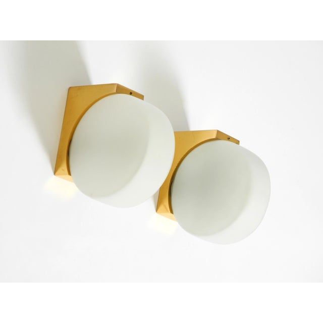 Brass Wall Lamps with Round Glass Shades from Kaiser Leuchten, 1960s, Set of 2 For Sale - Image 6 of 18
